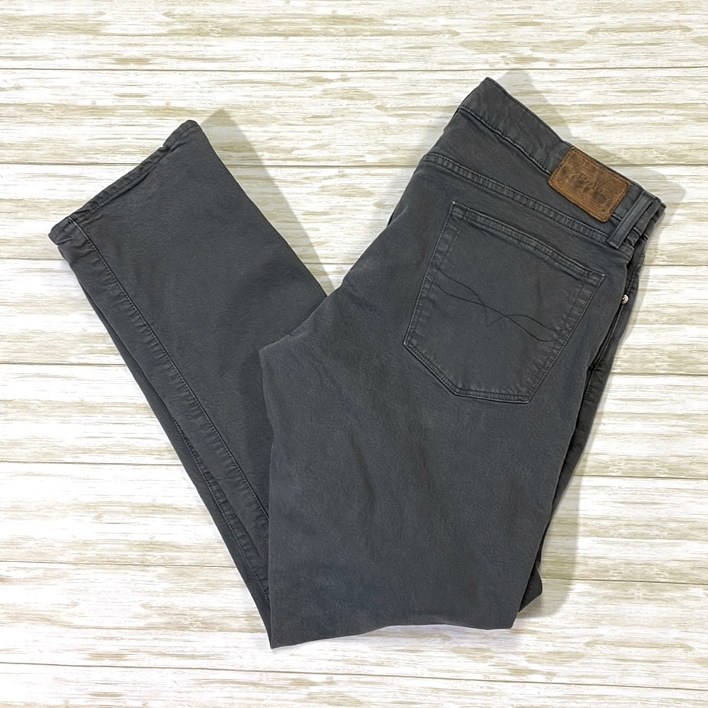 Polo by Ralph Lauren mens 36x32 gray varrick slim straight denim jeans EUC